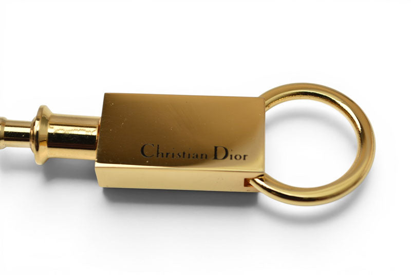 クリスチャンディオール キーホルダー/バッグチャーム/キーリング Christian Dior ロゴプレート ゴールド ヴィンテージ メンズ レディース【中古】