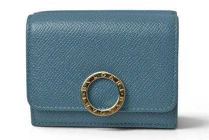 ブルガリ 財布 BVLGARI ブルガリブルガリ 三つ折り財布 コンパクトウォレット ターコイズブルー レザー【中古】