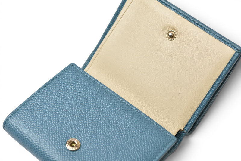 ブルガリ 財布 BVLGARI ブルガリブルガリ 三つ折り財布 コンパクトウォレット ターコイズブルー レザー【中古】