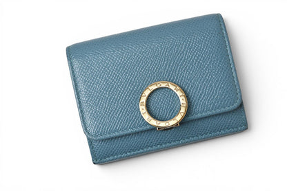 ブルガリ 財布 BVLGARI ブルガリブルガリ 三つ折り財布 コンパクトウォレット ターコイズブルー レザー【中古】