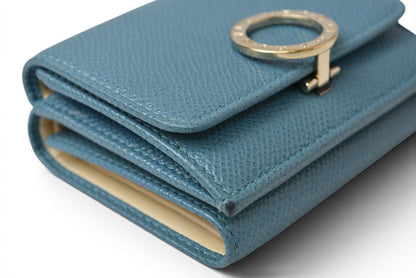 ブルガリ 財布 BVLGARI ブルガリブルガリ 三つ折り財布 コンパクトウォレット ターコイズブルー レザー【中古】