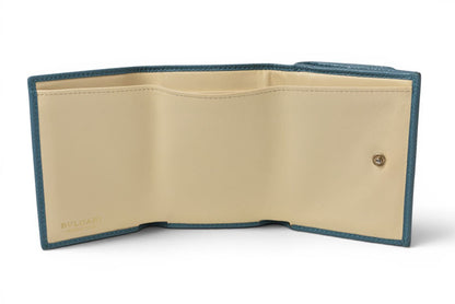 ブルガリ 財布 BVLGARI ブルガリブルガリ 三つ折り財布 コンパクトウォレット ターコイズブルー レザー【中古】