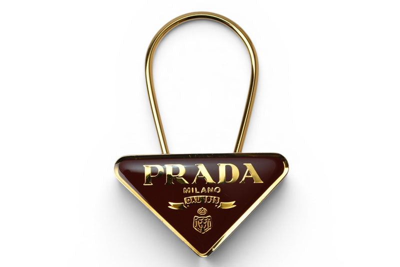 プラダ キーリング/キーホルダー PRADA トライアングル ボルドー/ゴールド M285【中古】
