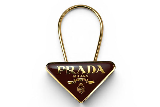 プラダ キーリング/キーホルダー PRADA トライアングル ボルドー/ゴールド M285【中古】