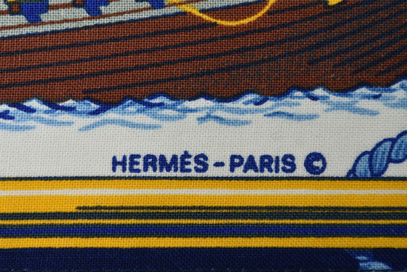 エルメス HERMES 未使用 テーブルリネン/ランチョンマット/キッチンクロス クラシック帆船 ヴィンテージ ブルーマルチ【中古】