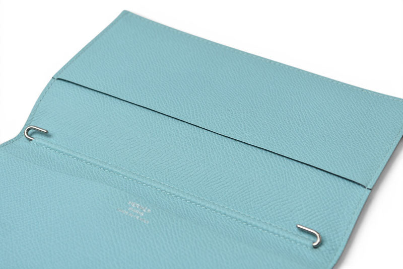 エルメス アジェンダ/手帳カバー/ダイアリー HERMES ノートブックカバー ヴォーエプソン/ライトブルー T刻印【中古】