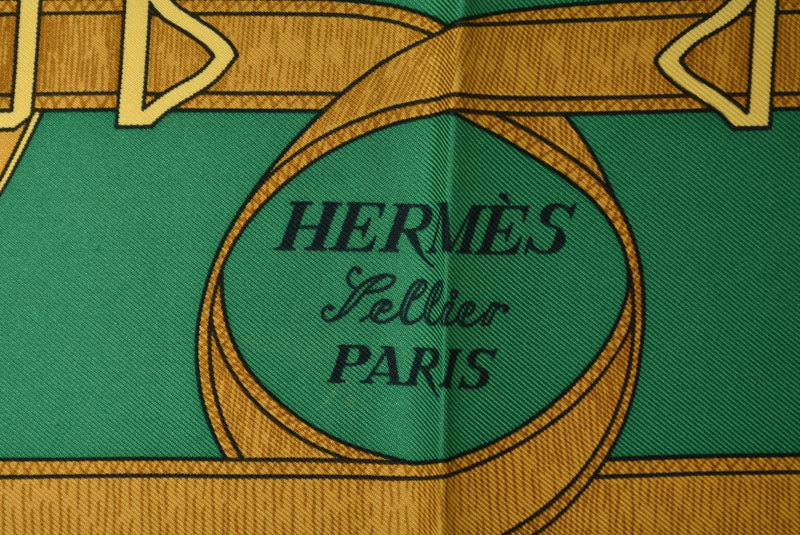 エルメス カレ90 スカーフ HERMES エプロンドール/黄金の拍車 ヴィンテージ スカーフ ブルー/グリーン レディース【中古】