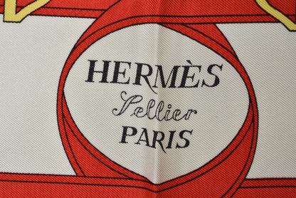 エルメス カレ90 スカーフ HERMES エプロンドール/黄金の拍車 ヴィンテージ スカーフ ネイビー/ホワイト レディース【中古】