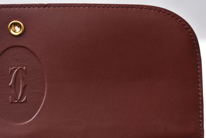カルティエ ショルダーバッグ ヴィンテージ 2way Cartier マスト ドゥカルティエ フラップ レザー ボルドー レディース【中古】