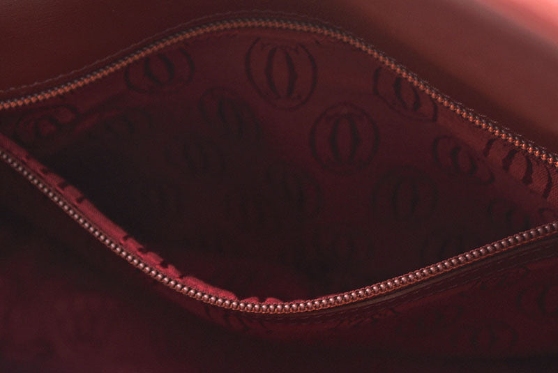 カルティエ ショルダーバッグ ヴィンテージ 2way Cartier マスト ドゥカルティエ フラップ レザー ボルドー レディース【中古】