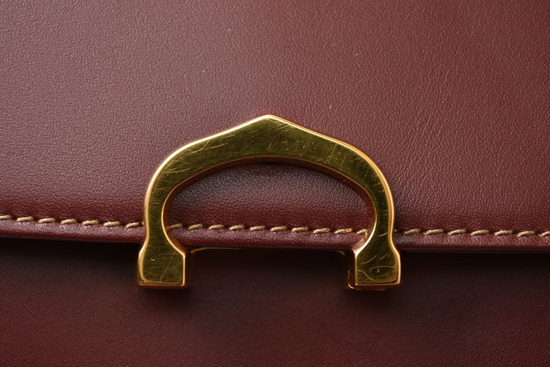 カルティエ ショルダーバッグ ヴィンテージ 2way Cartier マスト ドゥカルティエ フラップ レザー ボルドー レディース【中古】