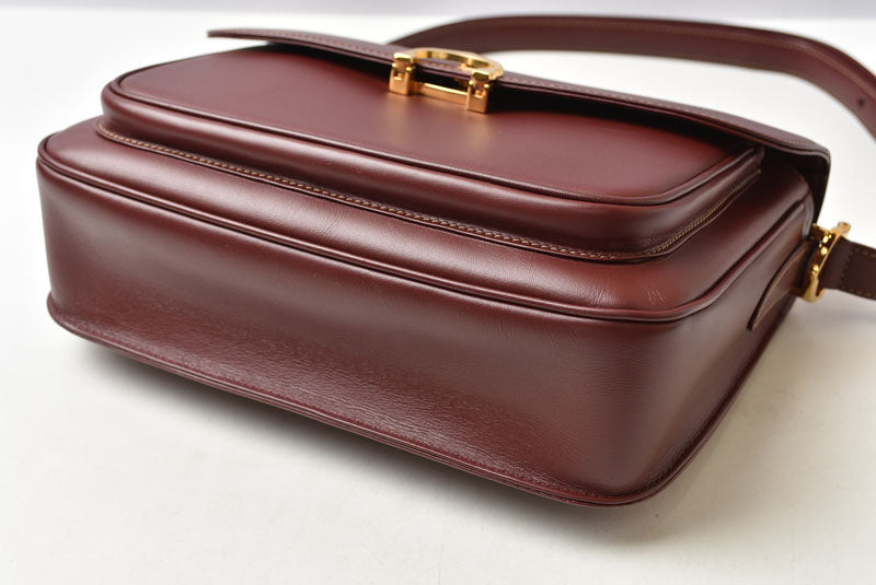 カルティエ ショルダーバッグ ヴィンテージ 2way Cartier マスト ドゥカルティエ フラップ レザー ボルドー レディース【中古】