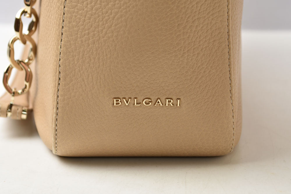 ブルガリ トートバッグ BVLGARI モネーテ レザー チェーントートバッグ ベージュ レディース【中古】