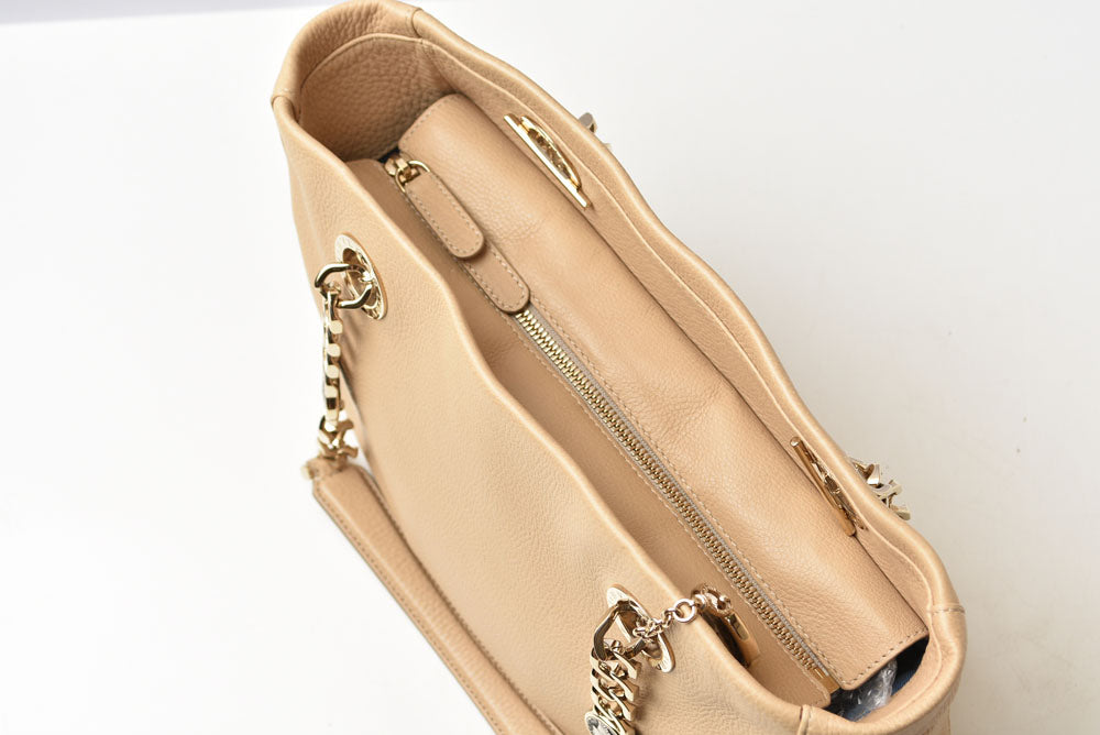 ブルガリ トートバッグ BVLGARI モネーテ レザー チェーントートバッグ ベージュ レディース【中古】
