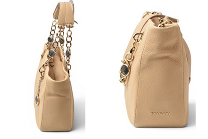 ブルガリ トートバッグ BVLGARI モネーテ レザー チェーントートバッグ ベージュ レディース【中古】