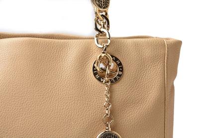 ブルガリ トートバッグ BVLGARI モネーテ レザー チェーントートバッグ ベージュ レディース【中古】