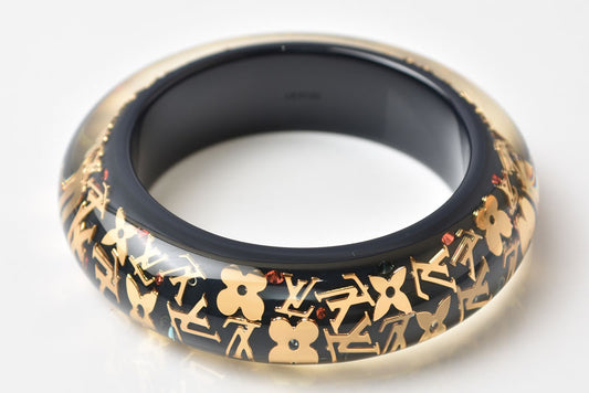 ルイヴィトン バングル/ブレスレット LOUIS VUITTON ブラスレ・アンクルージョンGM ブラック/ゴールド レディース【中古】