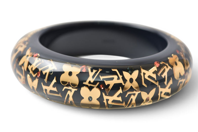 ルイヴィトン バングル/ブレスレット LOUIS VUITTON ブラスレ・アンクルージョンGM ブラック/ゴールド レディース【中古】
