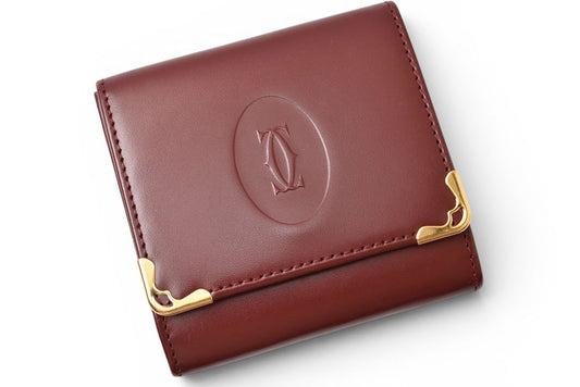 カルティエ コインケース Cartier スクエア コインパース マスト ドゥ カルティエ ボルドー【中古】