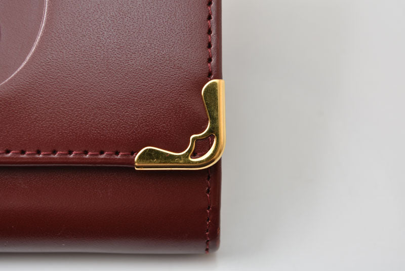 カルティエ コインケース Cartier スクエア コインパース マスト ドゥ カルティエ ボルドー【中古】
