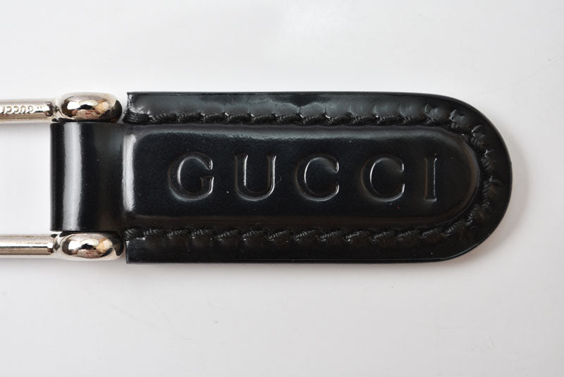 グッチ キーリング/キーホルダー GUCCI ヴィンテージ 042 1569 ブラック/シルバー 美品【中古】