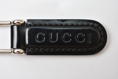 グッチ キーリング/キーホルダー GUCCI ヴィンテージ 042 1569 ブラック/シルバー 美品【中古】