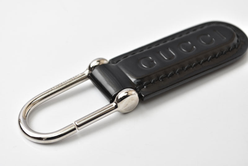 グッチ キーリング/キーホルダー GUCCI ヴィンテージ 042 1569 ブラック/シルバー 美品【中古】