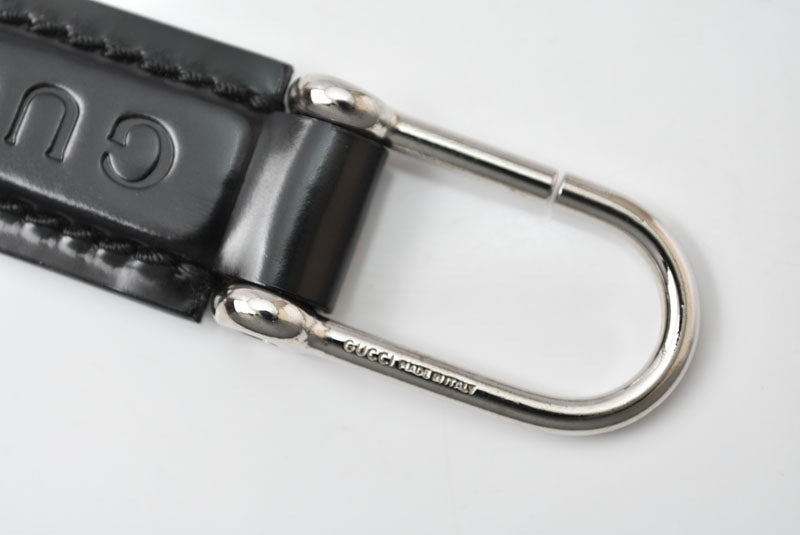 グッチ キーリング/キーホルダー GUCCI ヴィンテージ 042 1569 ブラック/シルバー 美品【中古】