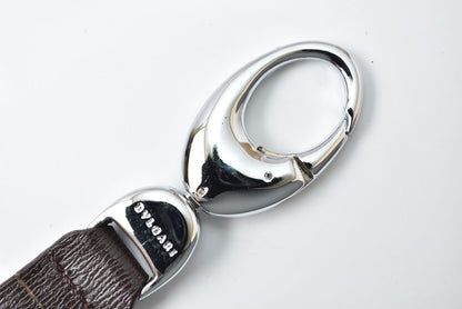 ブルガリ キーホルダー/キーリング ヴィンテージ BVLGARI レザー ブラウン/シルバー【中古】