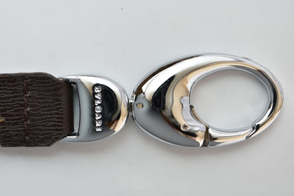 ブルガリ キーホルダー/キーリング ヴィンテージ BVLGARI レザー ブラウン/シルバー【中古】