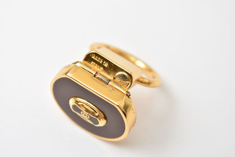 グッチ キーリング/キーホルダー GUCCI ヴィンテージ インターロッキング ボルドー/ゴールド【中古】