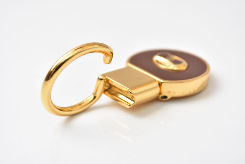 グッチ キーリング/キーホルダー GUCCI ヴィンテージ インターロッキング ボルドー/ゴールド【中古】