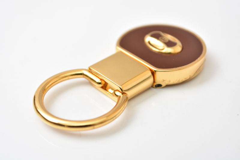 グッチ キーリング/キーホルダー GUCCI ヴィンテージ インターロッキング ボルドー/ゴールド【中古】