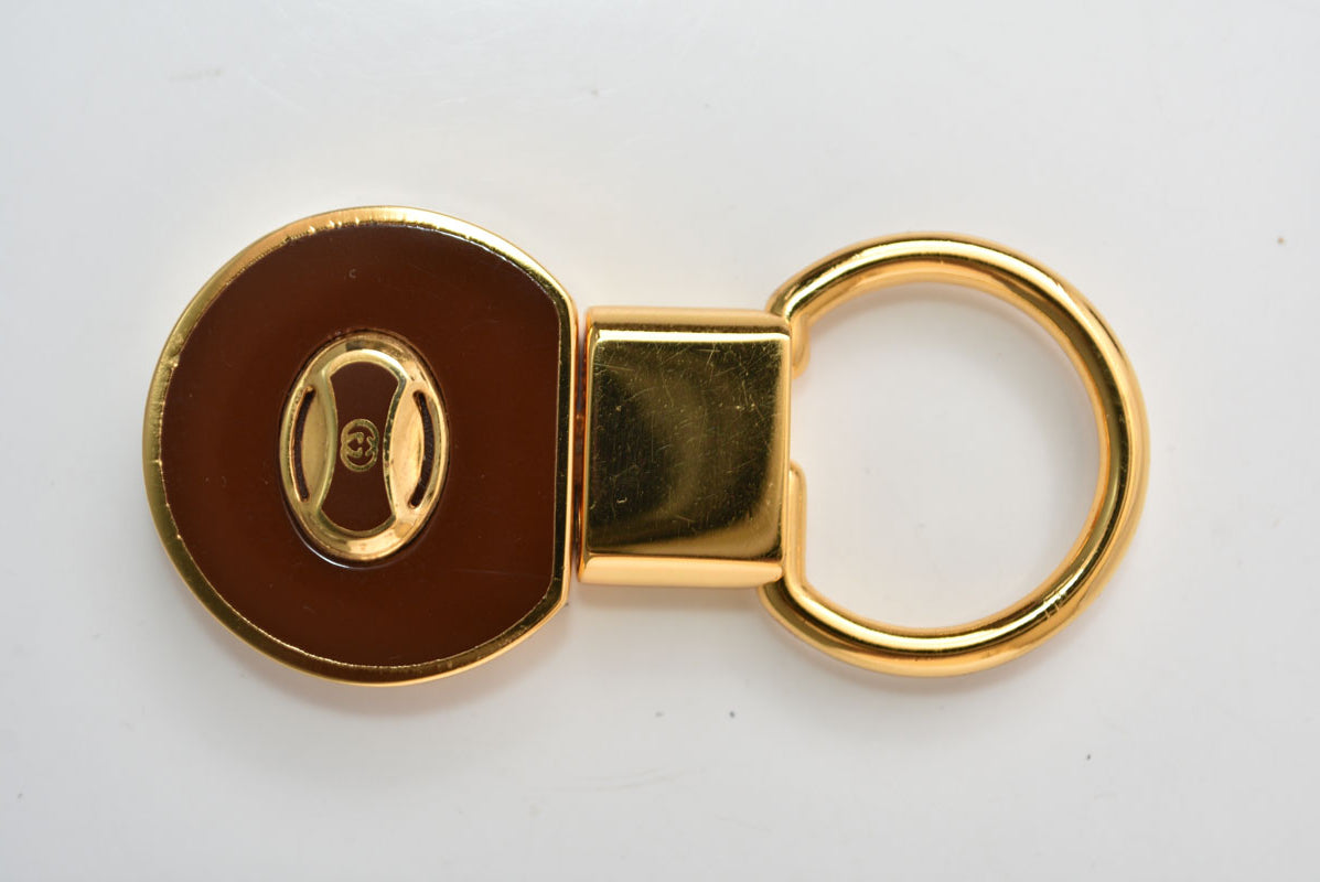 グッチ キーリング/キーホルダー GUCCI ヴィンテージ インターロッキング ボルドー/ゴールド【中古】