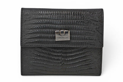 サルヴァトーレフェラガモ 財布/三つ折 Salvatore Ferragamo 折財布 クロコ型押し/ブラック IR-221210【中古】