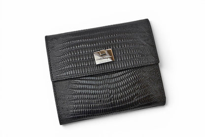 サルヴァトーレフェラガモ 財布/三つ折 Salvatore Ferragamo 折財布 クロコ型押し/ブラック IR-221210【中古】