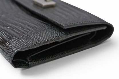サルヴァトーレフェラガモ 財布/三つ折 Salvatore Ferragamo 折財布 クロコ型押し/ブラック IR-221210【中古】