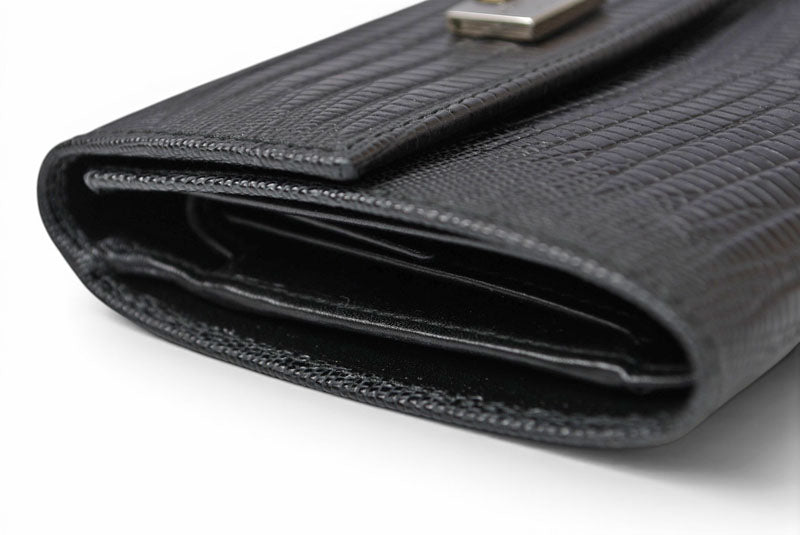 サルヴァトーレフェラガモ 財布/三つ折 Salvatore Ferragamo 折財布 クロコ型押し/ブラック IR-221210【中古】