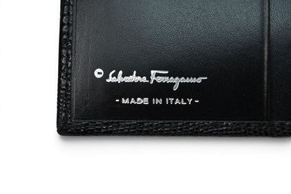 サルヴァトーレフェラガモ 財布/三つ折 Salvatore Ferragamo 折財布 クロコ型押し/ブラック IR-221210【中古】
