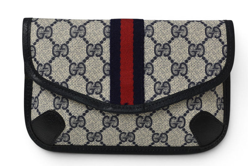 グッチ ポーチ オールドグッチ/ヴィンテージ GUCCI GGプラス シェリーライン GGブルー/ベージュ【中古】