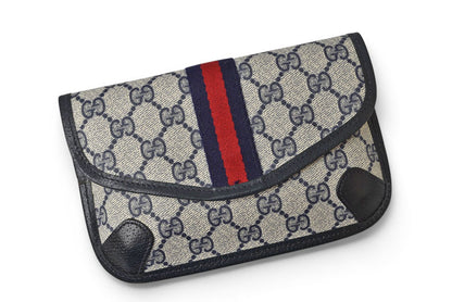 グッチ ポーチ オールドグッチ/ヴィンテージ GUCCI GGプラス シェリーライン GGブルー/ベージュ【中古】