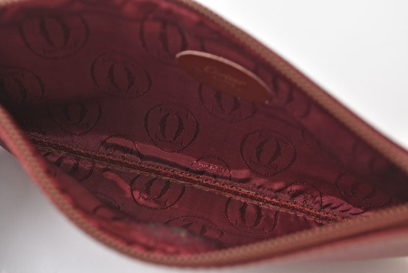 カルティエ コインケース/カードケース/ポーチ ヴィンテージ Cartier マスト ドゥ カルティエ ボルドー チェーン付【中古】