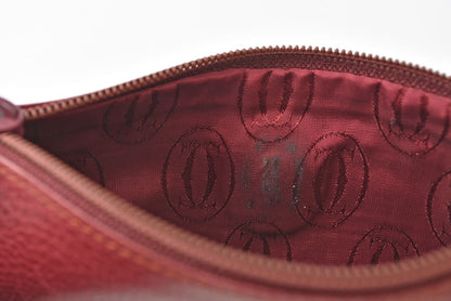 カルティエ コインケース/カードケース/ポーチ ヴィンテージ Cartier マスト ドゥ カルティエ ボルドー チェーン付【中古】