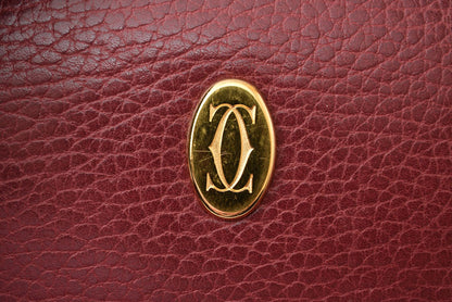 カルティエ コインケース/カードケース/ポーチ ヴィンテージ Cartier マスト ドゥ カルティエ ボルドー チェーン付【中古】