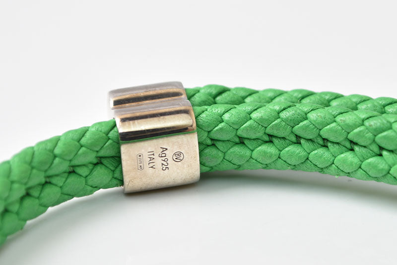 ボッテガヴェネタ ブレスレット/バングル BOTTEGA VENETA イントレチャート グリーン/シルバー925【中古】