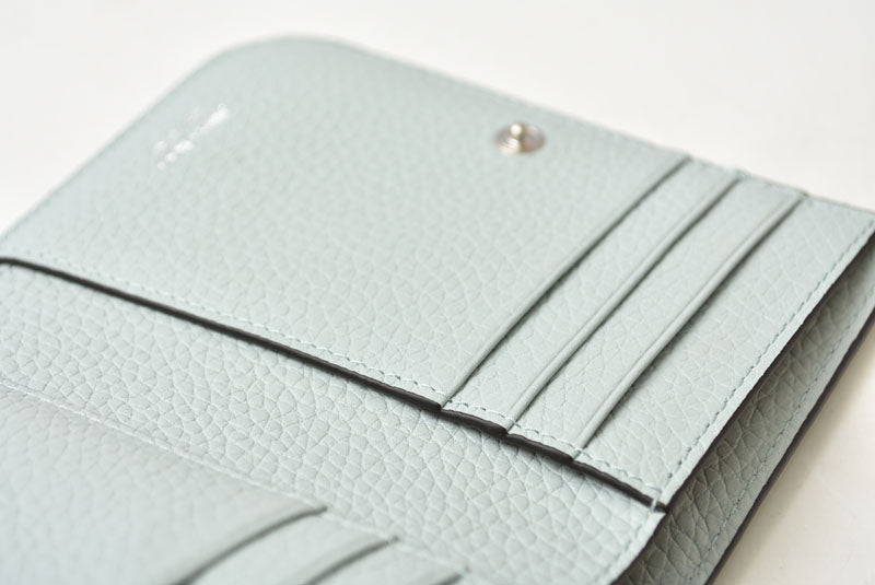 ジミーチュウ 財布 二つ折り JIMMY CHOO 財布 カーフレザー ダイヤモンド コンパクトウォレット ブルー【中古】