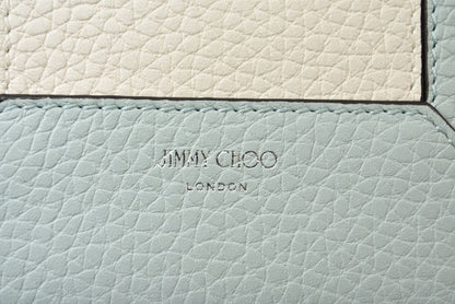 ジミーチュウ 財布 二つ折り JIMMY CHOO 財布 カーフレザー ダイヤモンド コンパクトウォレット ブルー【中古】