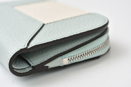 ジミーチュウ 財布 二つ折り JIMMY CHOO 財布 カーフレザー ダイヤモンド コンパクトウォレット ブルー【中古】