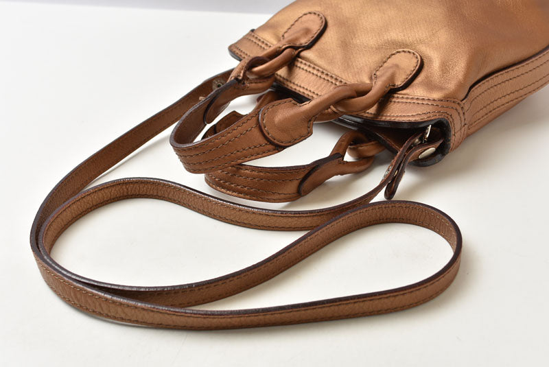 ロエベ ハンドバッグ FIESTA/フィエスタ 2WAY ブロンズ レザー ショルダーバッグ LOEWE レディース【中古】