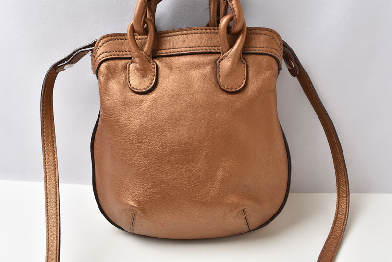 ロエベ ハンドバッグ FIESTA/フィエスタ 2WAY ブロンズ レザー ショルダーバッグ LOEWE レディース【中古】